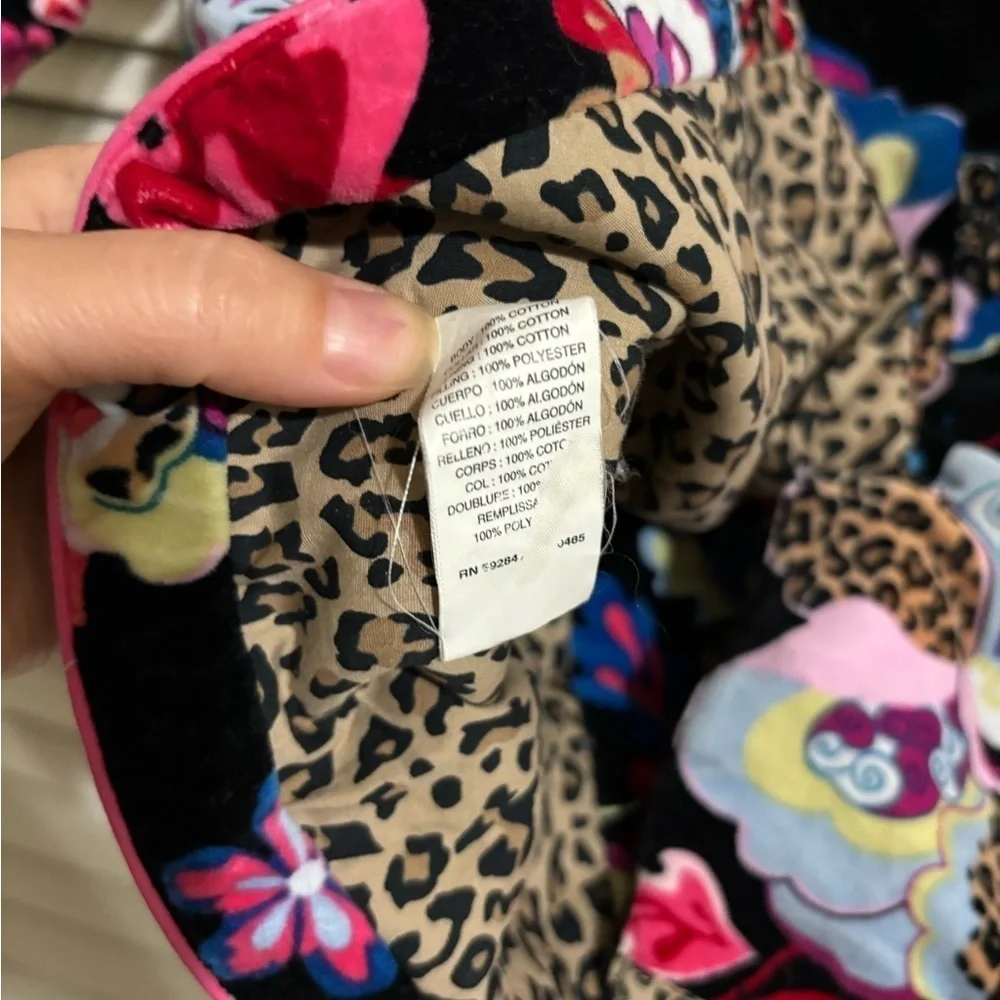 Children’s Place Velour Black Floral Leopard  Buttoned  Coat Jacket size 7-8